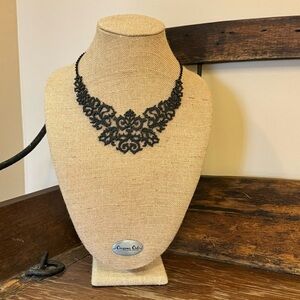 Ornate cutout scroll statement necklace collar bib vintage vibe choker